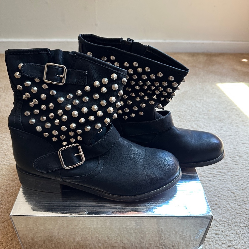Studded Black Leather Boots